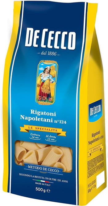 10 x paste De Cecco 100% italiano Rigatoni Napoletani n 124 pasta 500g